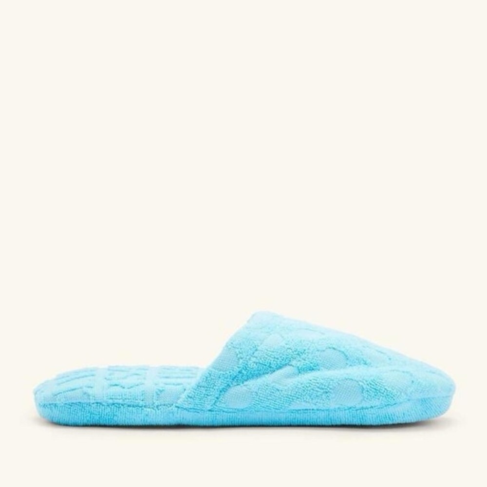 Versace S(5-6) La Vacanza Blue Bath Polka Dot Spa Slippers Terry Jacquard NWT - Picture 7 of 9